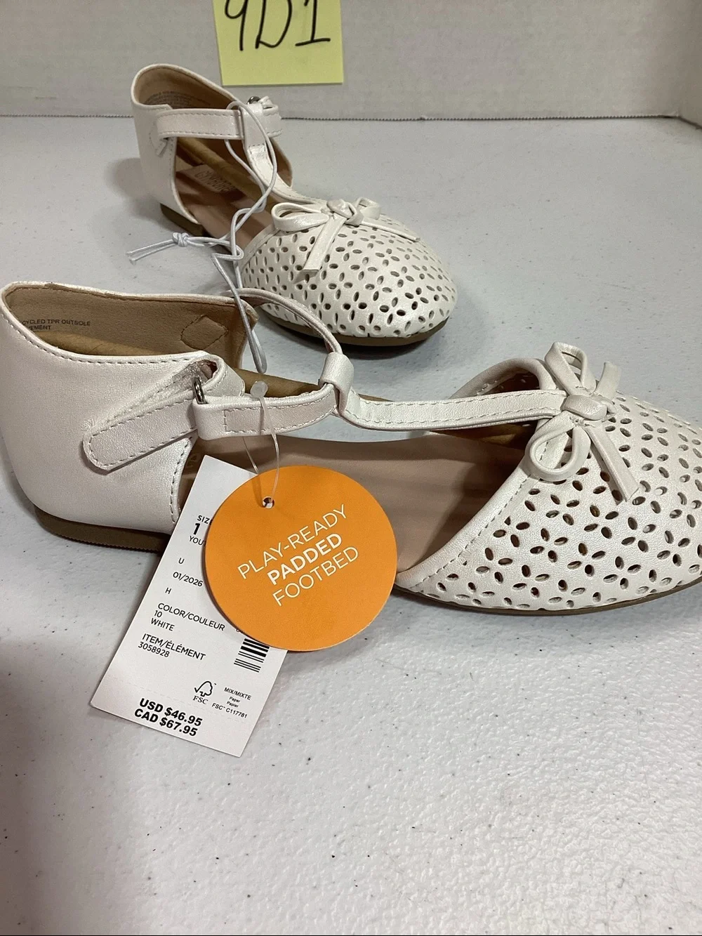 Gymboree Cream Laser-Cut Ballet Flats with Ankle Strap